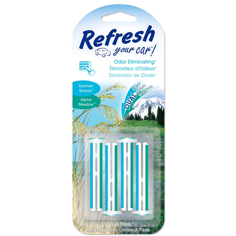 RefreshYourCar Refresh Your Car! E300888902 Dual Scent Vent Stick  Alpine Meadow and Summer Breeze  4 Per Pack - Image 1